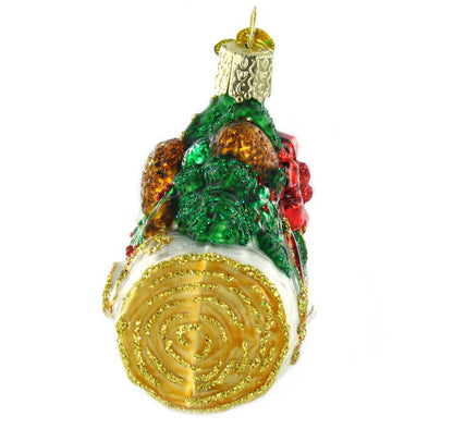 Old World Christmas Yule Log Glass Blown Ornament for Christmas Tree, Handcrafted Holiday Decoration, Holiday Dessert Collection