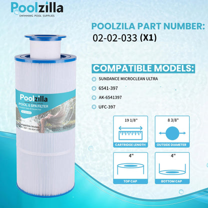 Poolzilla Replacement Pool and Spa Filter for 6541-397, Sundance MicroClean Ultra, Sundance 6541-397, AK-6541397, UFC-397