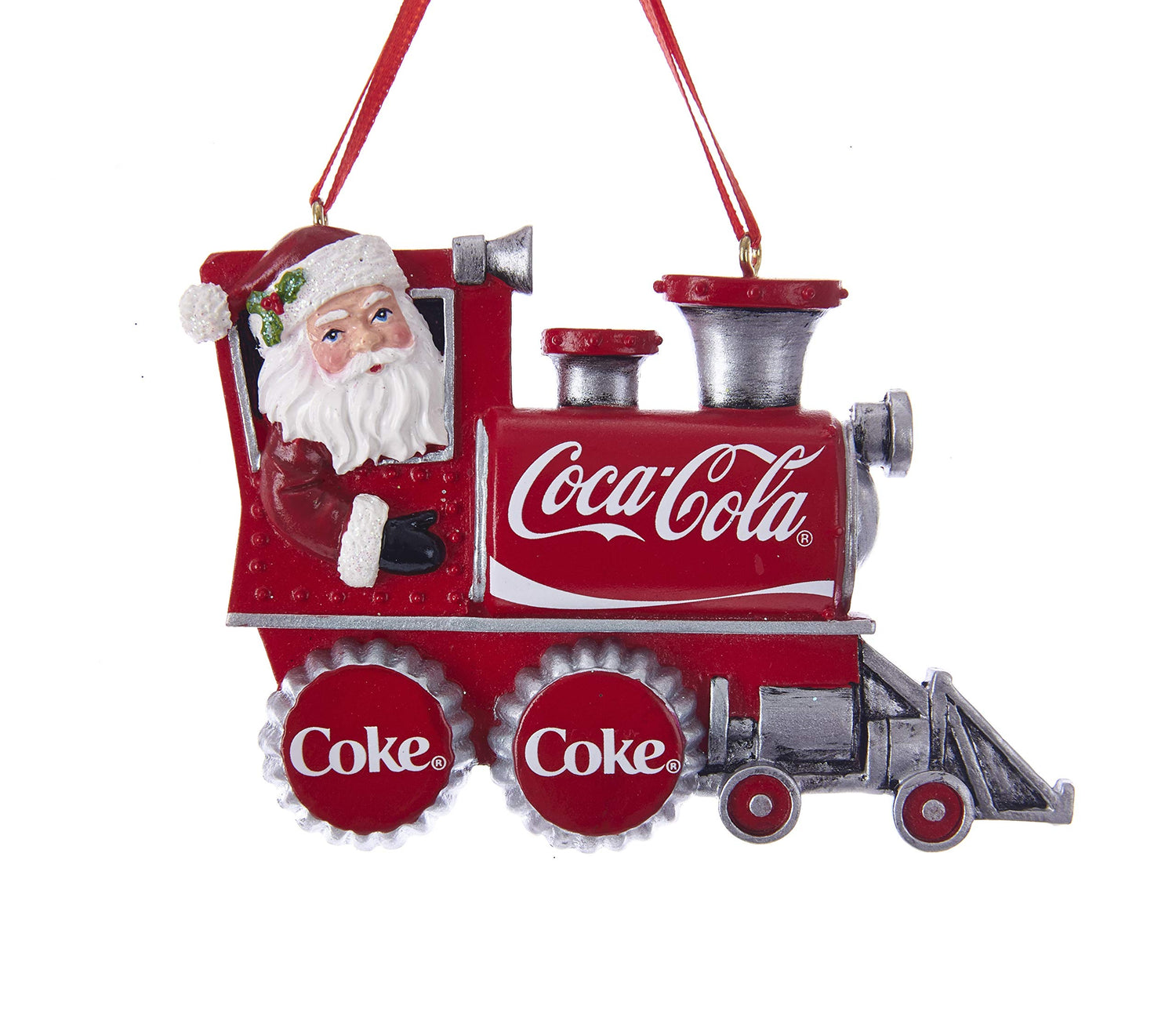Kurt S. Adler Coca Cola Santa Train resin and paint or mica Christmas Tree Ornament CC2183