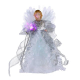 Kurt Adler CUL Fiber Optic LED Angel Christmas Treetop Figurine, 12-Inch, White and Silver