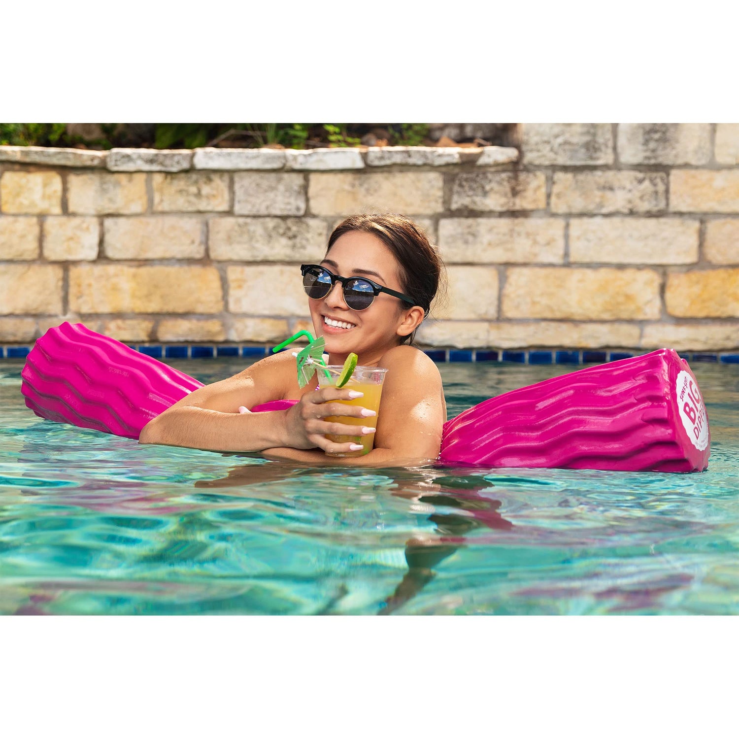 TRC Recreation Big Dipper Super Soft Foam Adult/Child 2-Person Swimming Pool Lake Water Fitness Noodle Float, Flamingo Pink