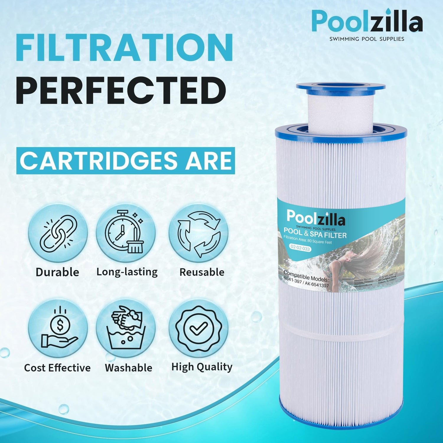 Poolzilla Replacement Pool and Spa Filter for 6541-397, Sundance MicroClean Ultra, Sundance 6541-397, AK-6541397, UFC-397