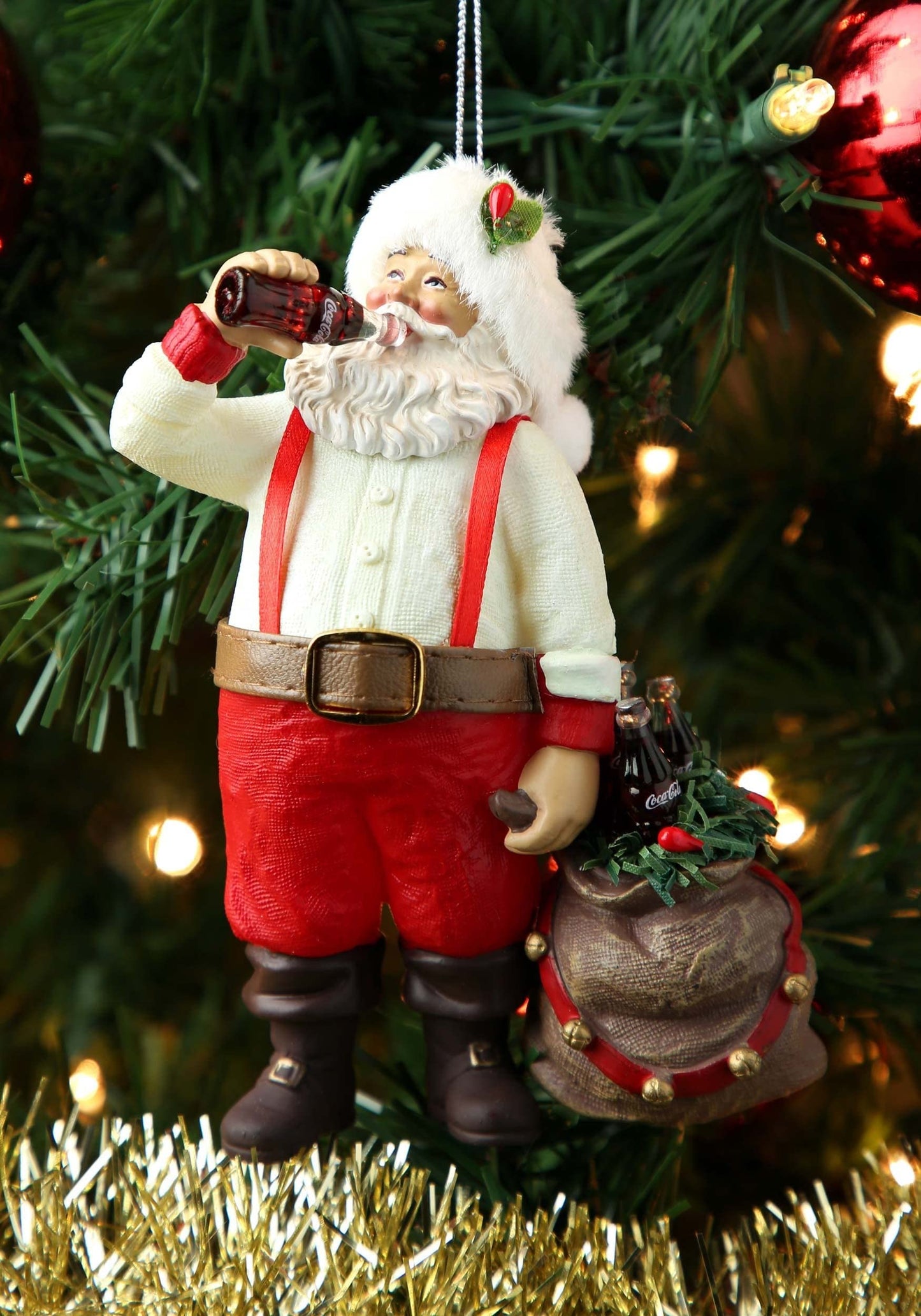 Kurt Adler CC9162 Santa Drinking Coke Ornament, 5.5"