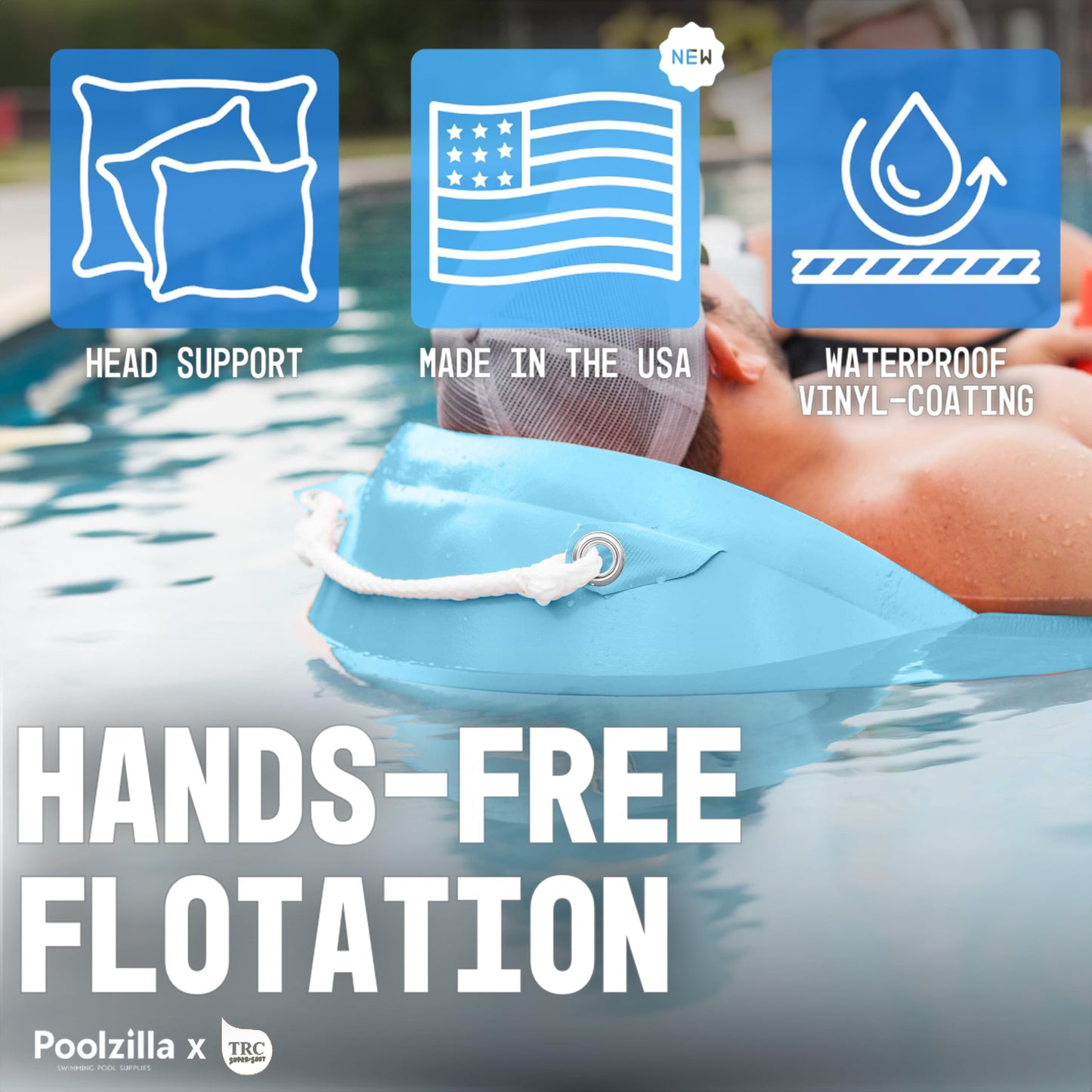Poolzilla x TRC Sol Float - 70'' Raft for Pools, Spas, and More - 1.5" Thick