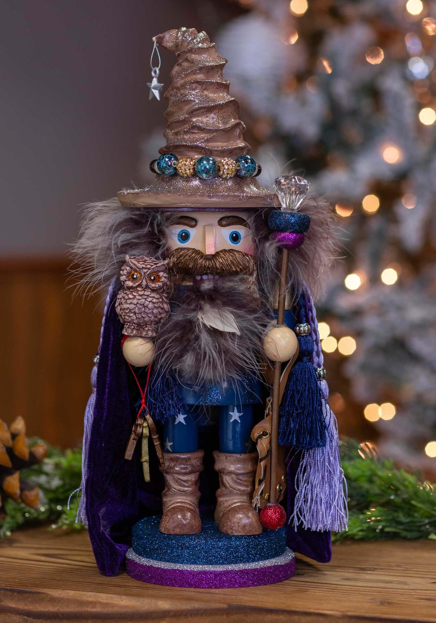 Kurt Adler 15" Hollywood Wizard Nutcracker with Owl