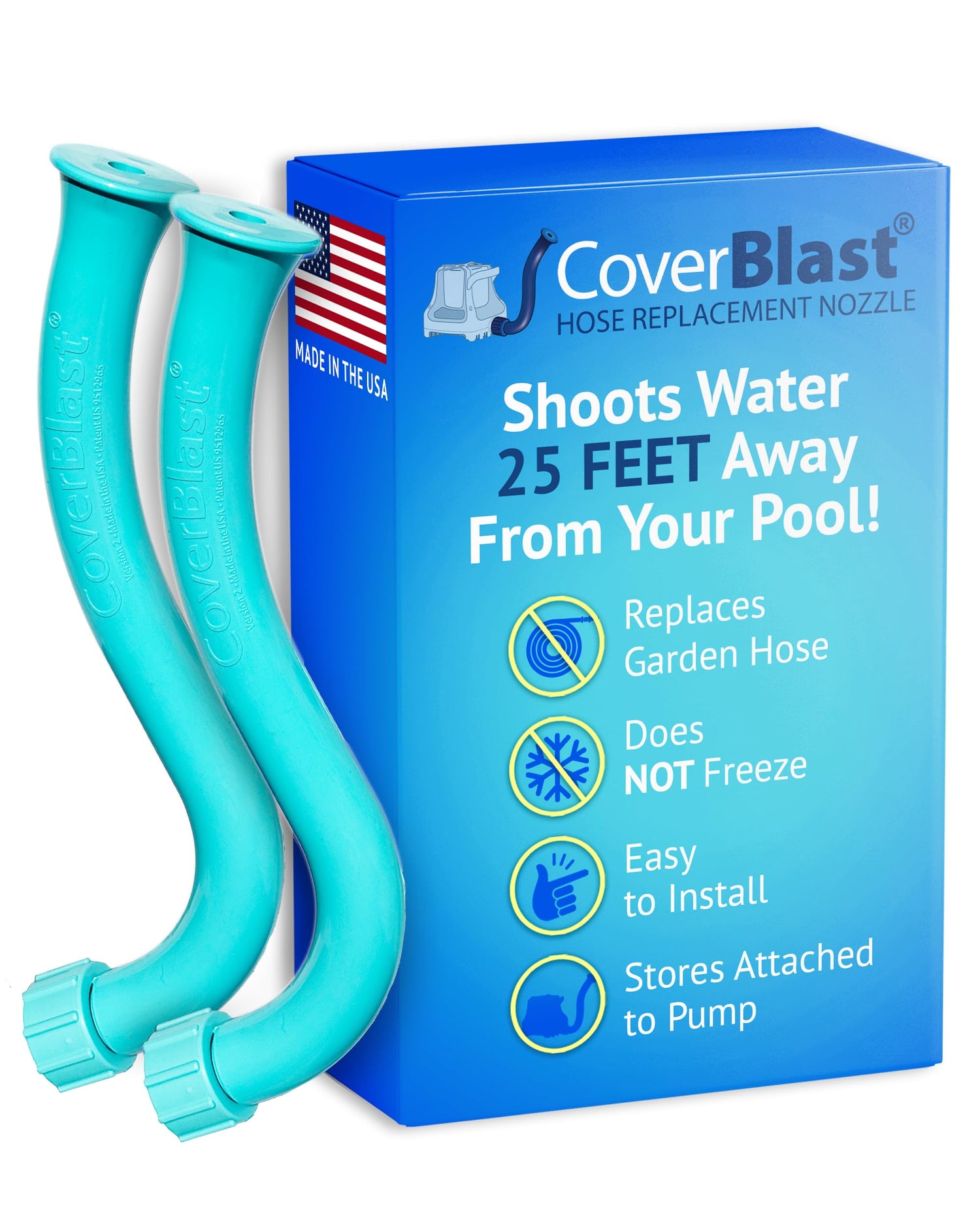 Poolzilla CoverBlast Pool Cover Pump Attachment w/ 25ft. Range (Light Blue)