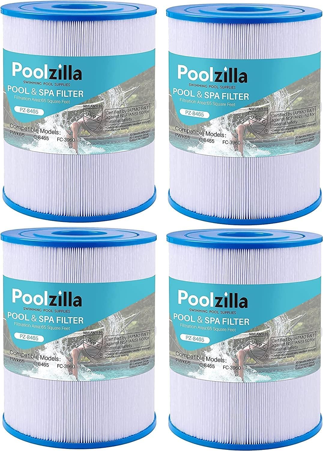 Poolzilla Replacement Spa Filter for Watkins 31114, Unicel C-8465, Pleatco PWK65, Filbur FC-3960, 71827, 71828, Tiger River Caspian, Bengal, Sumatran, Caldera 76136