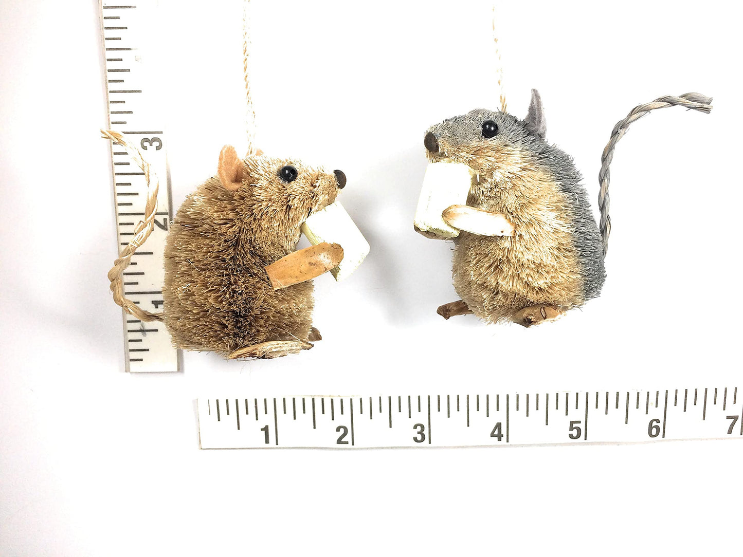 Kurt Adler 2.5-Inch Buri Sitting Mouse with Cheese Christmas Ornaments 2 Assorted