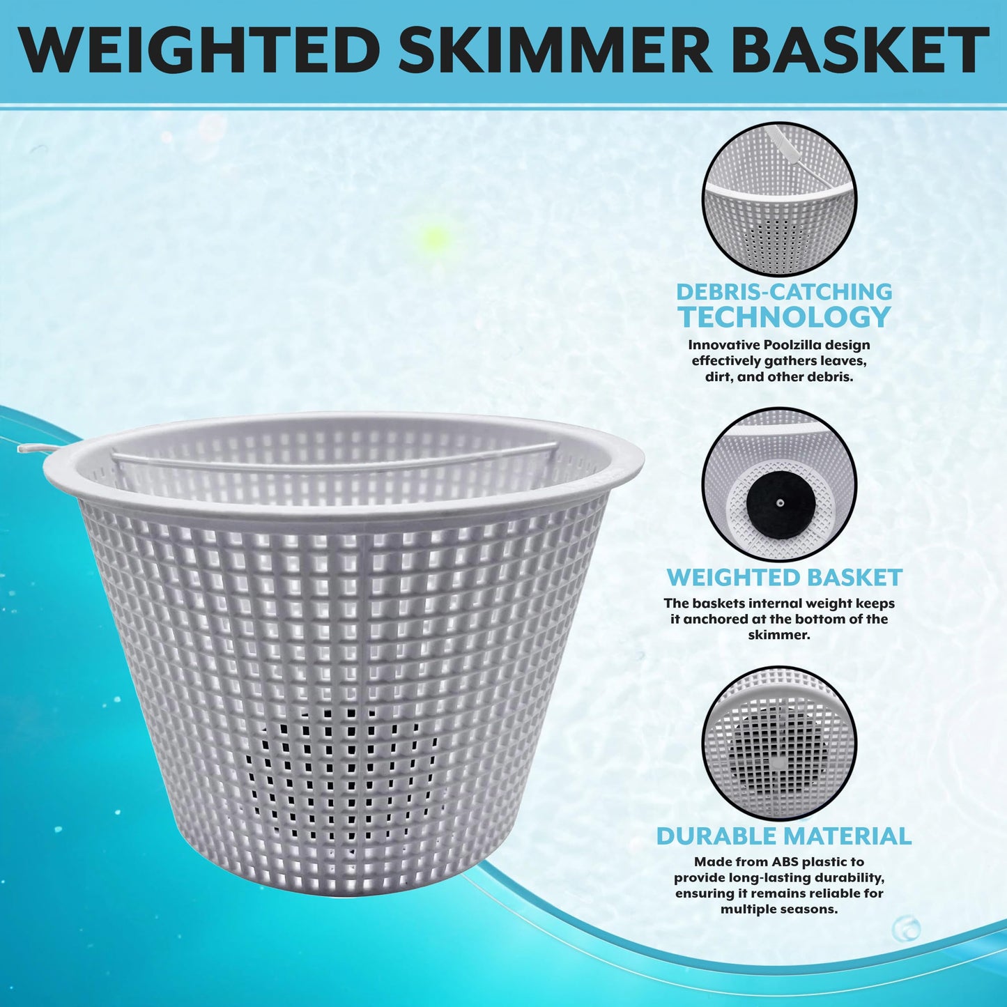 Poolzilla 6.94" Weighted Skimmer Basket for SP1082