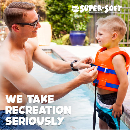 TRC Recreation Super Soft Child Size XS Life Jacket USCG Approved Vinyl Coated Foam Swim Vest for Kids Swimming Pool and Beach Gear, Sunset Orange