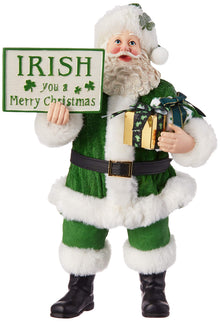 Kurt S. Adler 10.5-Inch Fabrich‚ Musical Irish Gift Box and Sign Santa, Multi