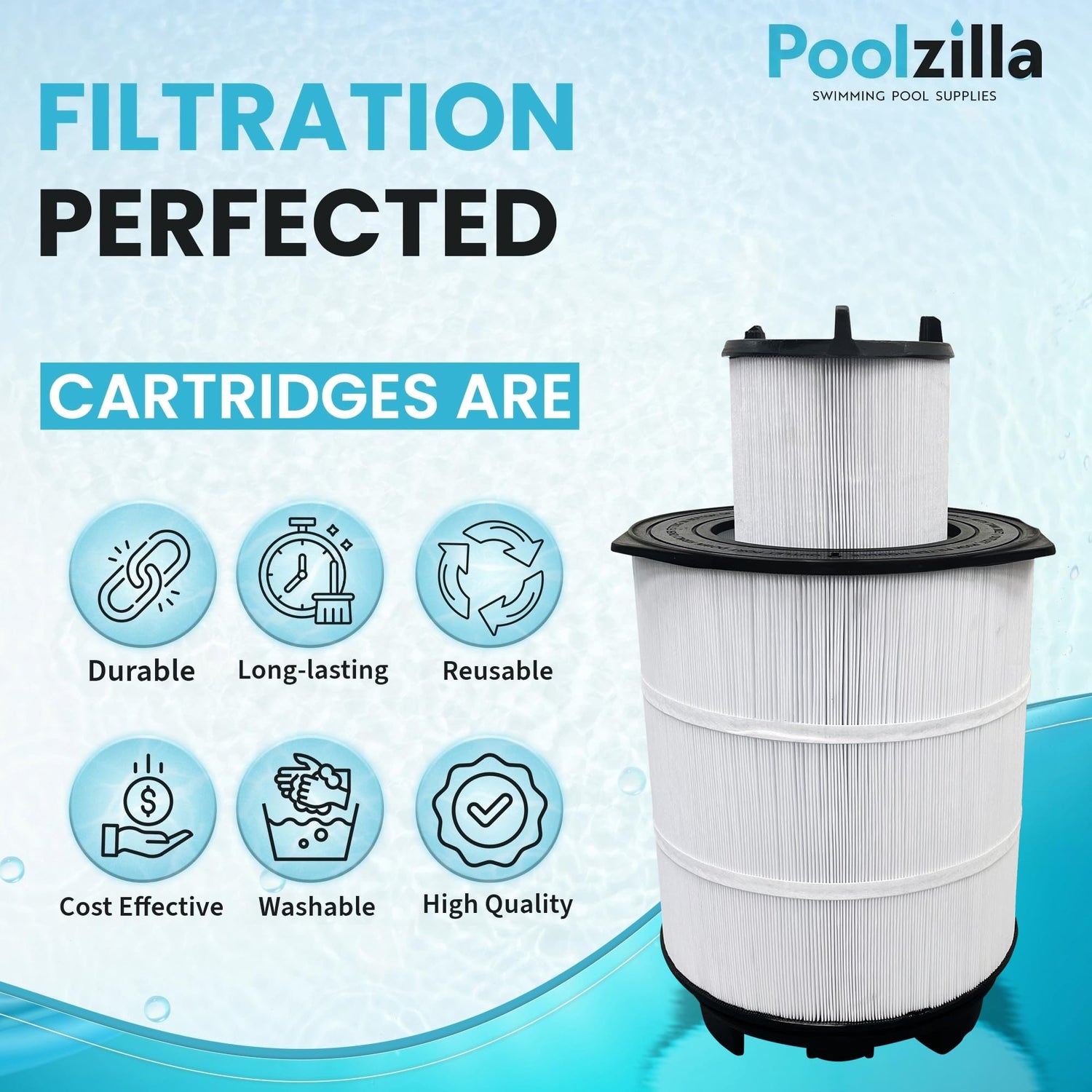 Poolzilla Replacement Pool Filter, Compatible with Pentair Sta-Rite System 3 S7M120, 25021-0200S [L x OD: 24