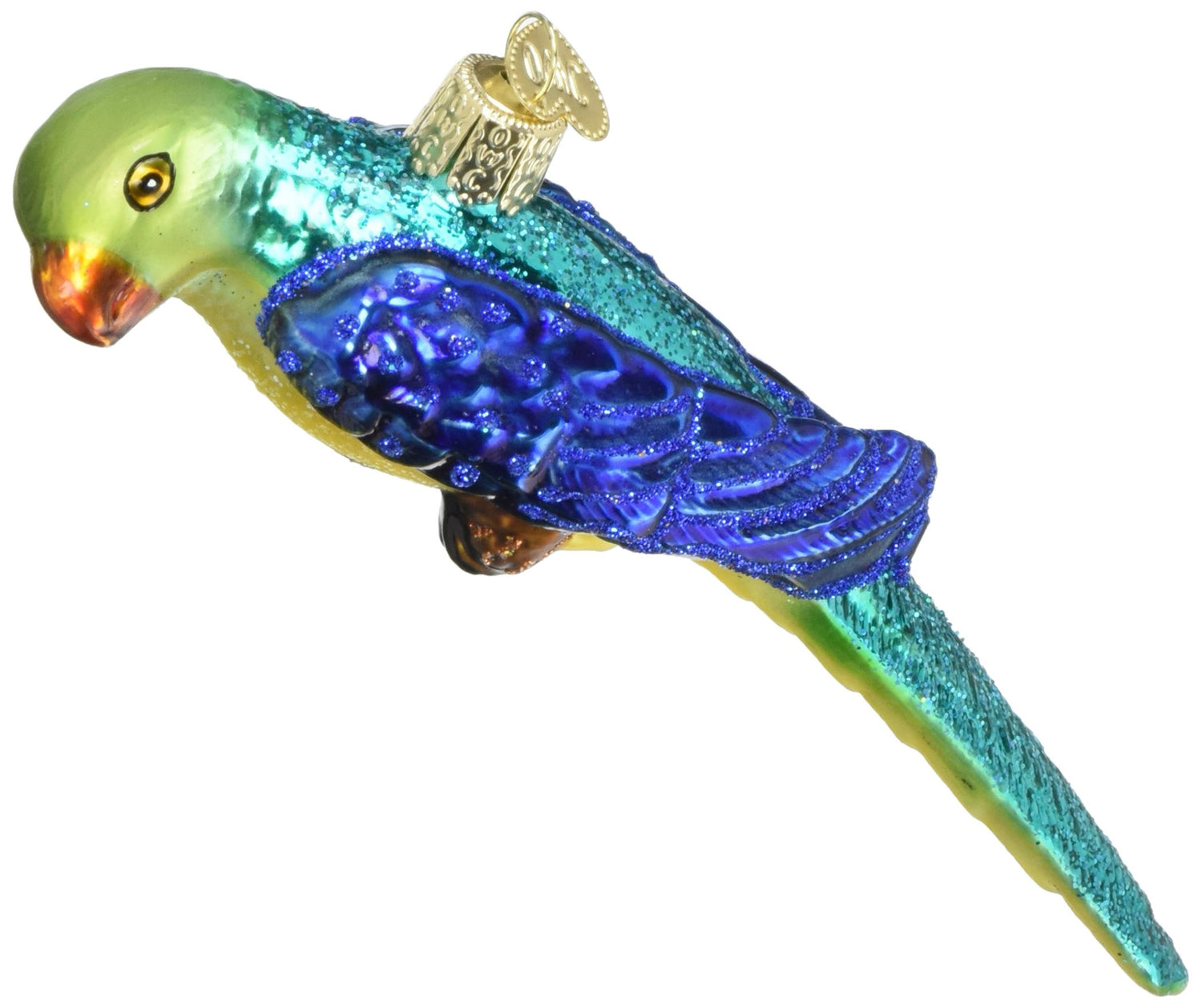 Old World Christmas Parakeet Glass Blown Ornament for Christmas Tree, Handcrafted Holiday Decoration, Parrot Collection