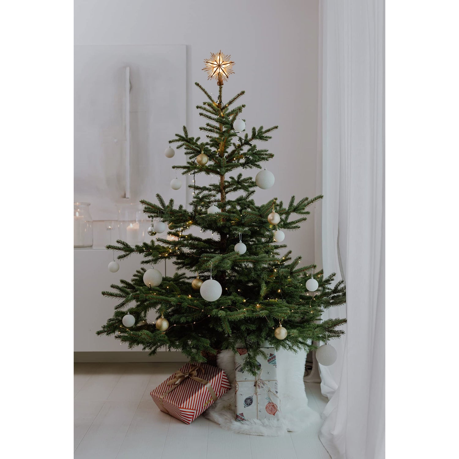 Kurt Adler 10-Inch 5-Point Capiz Star Treetop with Rays and Beads