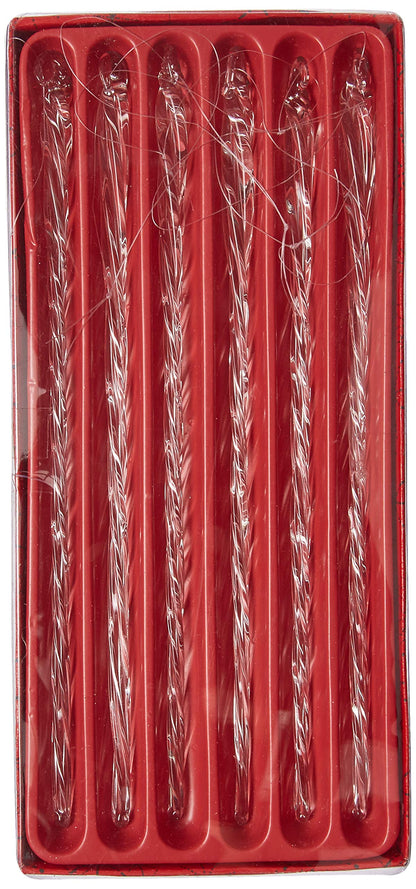 Kurt Adler 6-Piece Glass Twist Icicle Ornaments, 7.5-Inch,Christmas