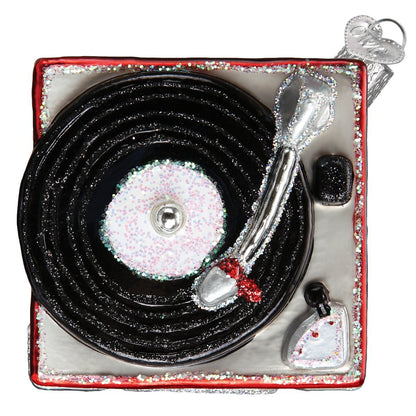 Old World Christmas Glass Blown Ornament Record Player (38043)