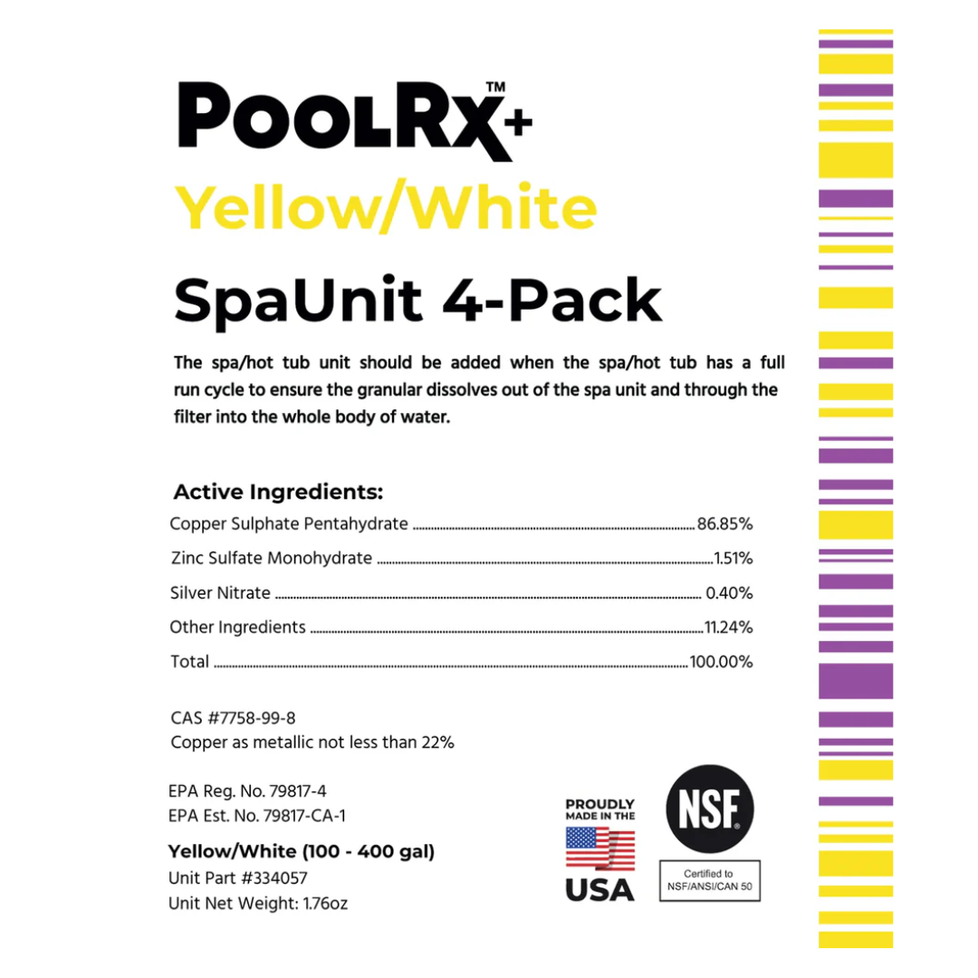 PoolRx | Yellow & White Spa Unit | 100-400 Gallons | 4 Pack