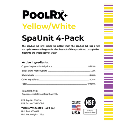PoolRx | Yellow & White Spa Unit | 100-400 Gallons | 4 Pack