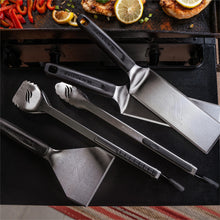 Blackstone 5464 Griddle Tool Kit Outdoor Indoor Grill BBQ Utensils Cooking Accessories-Heat Resistant– 2 Long Spatulas, 2 Angled Scraper Classic Tong, 1 (32oz) Squeeze Bottle, Black, Silver, White