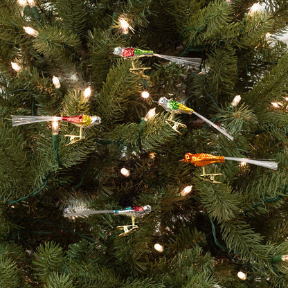 Kurt Adler Early Years Glass Clip-On Bird, 4.5-Inch, Set of 5 Ornaments, 5 Count