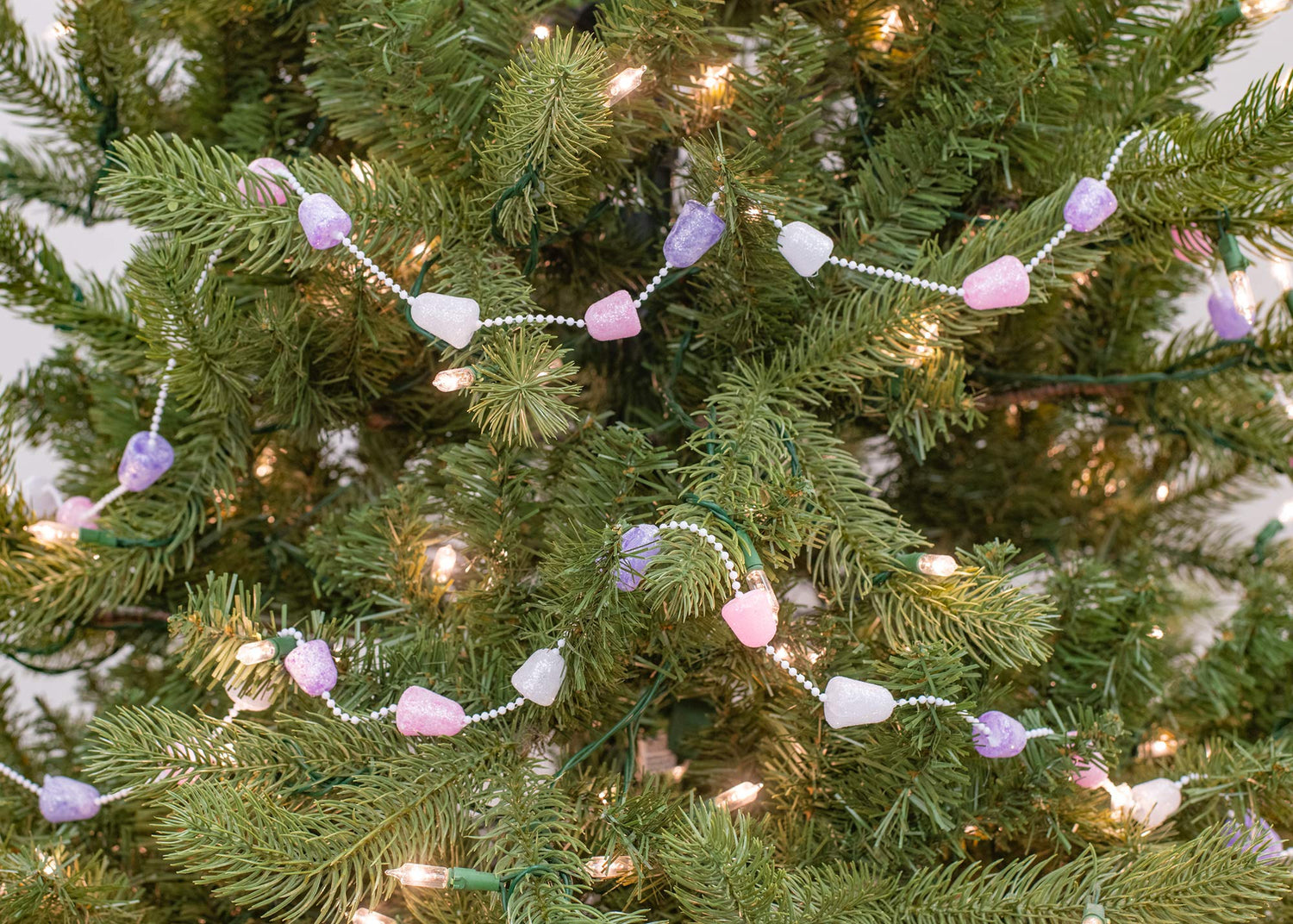 Kurt S. Adler Pink Purple and White Glittered Gum Drop Garland 9 Feet Long H2051 New