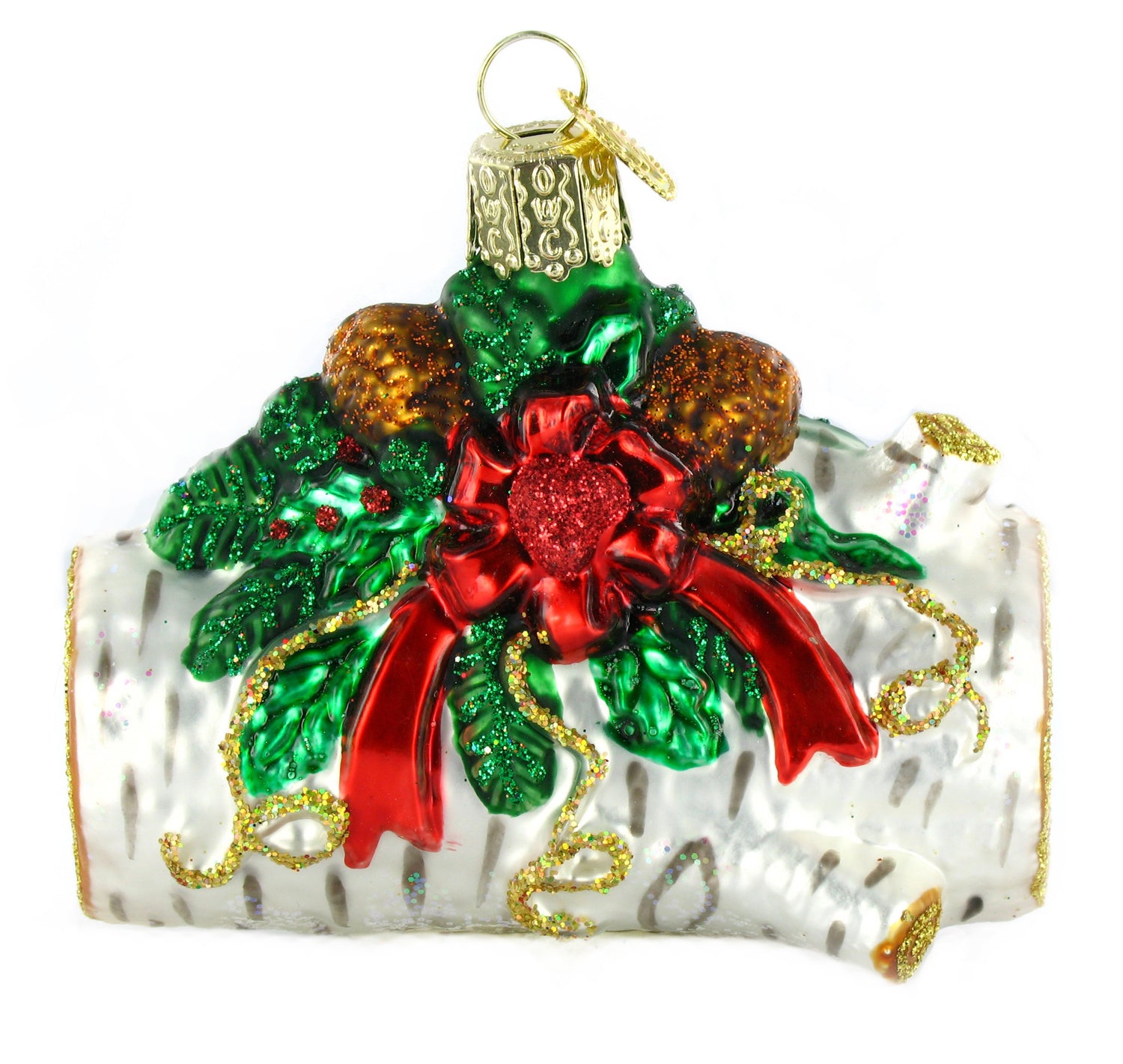 Old World Christmas Yule Log Glass Blown Ornament for Christmas Tree, Handcrafted Holiday Decoration, Holiday Dessert Collection