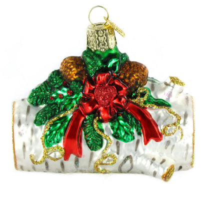 Old World Christmas Yule Log Glass Blown Ornament for Christmas Tree, Handcrafted Holiday Decoration, Holiday Dessert Collection