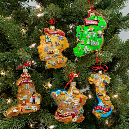 4.75-Inch France Map Glass Ornament