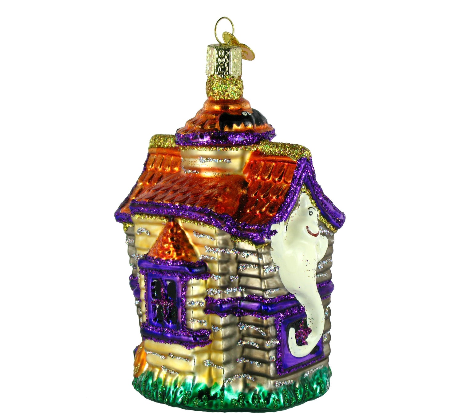 Old World Christmas Haunted House Glass Blown Ornament for Christmas Tree, Handcrafted Holiday Decoration, Halloween Collection