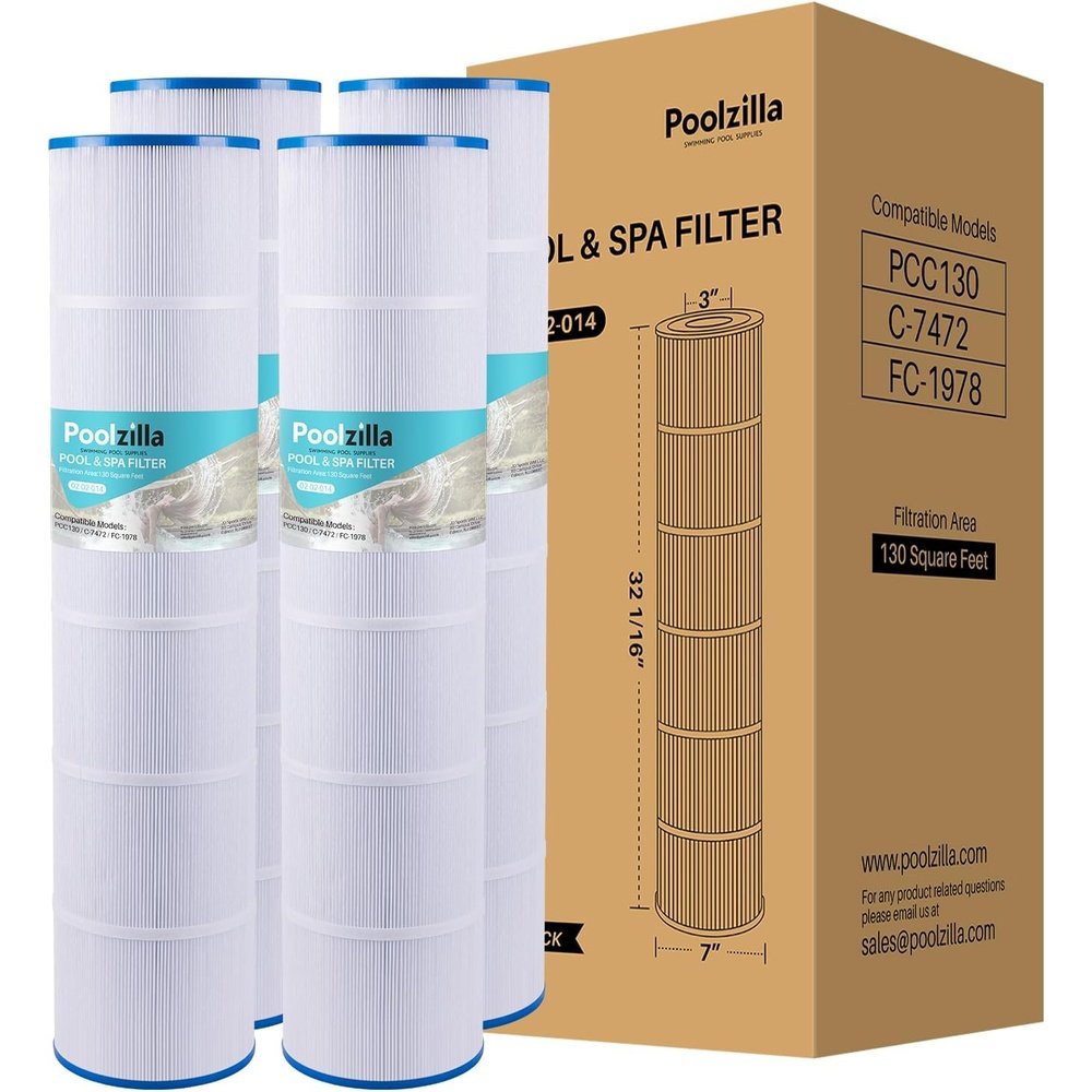 Poolzilla 4 Pack Pool Filter Cartridge Replacement for PLFPCC130, CCP520, R173578, PCC130, Unicel C-7472, Filbur, FC-1978, FC-6475, Clean & Clear Plus 520, 817-0131, 178585 | Premium Pool Filtration