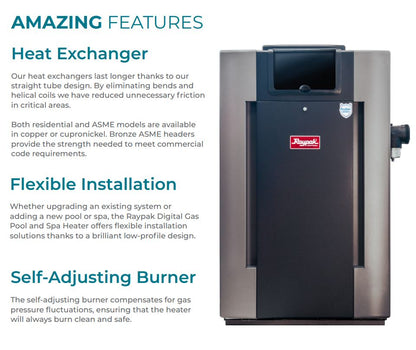 Raypak Digital Cast Iron ASME Natural Gas Pool Heater 017374 | 399,000 BTU