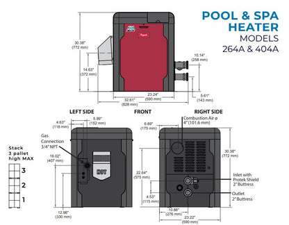 Raypak Avia P-R264A-EP-C Propane Pool Heater | 18038 | 264,000 BTU