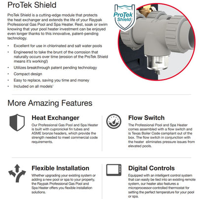 Raypak B-R408-EN-X #50, Professional Series, Digital Cupro-Nickel, ASME, Pool & Spa Heater, 120/240V | 399,000 BTU