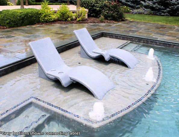 Global Pool Products Lounger - Set of 2 Pool Lounge Chairs with Connecting Table