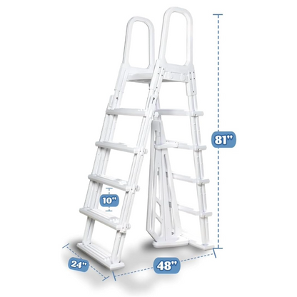 Poolzilla Above Ground A-Frame Flip Up Pool Ladder w/Non Skid Platform - for 48’’ to 54’’ in. Above Ground Pools