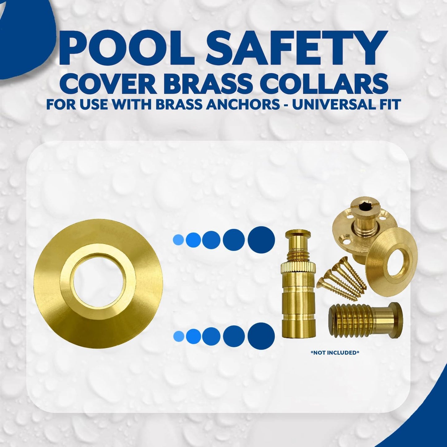 Poolzila Brass Flange Collar for Safety Cover Anchors, 9/16" Diameter