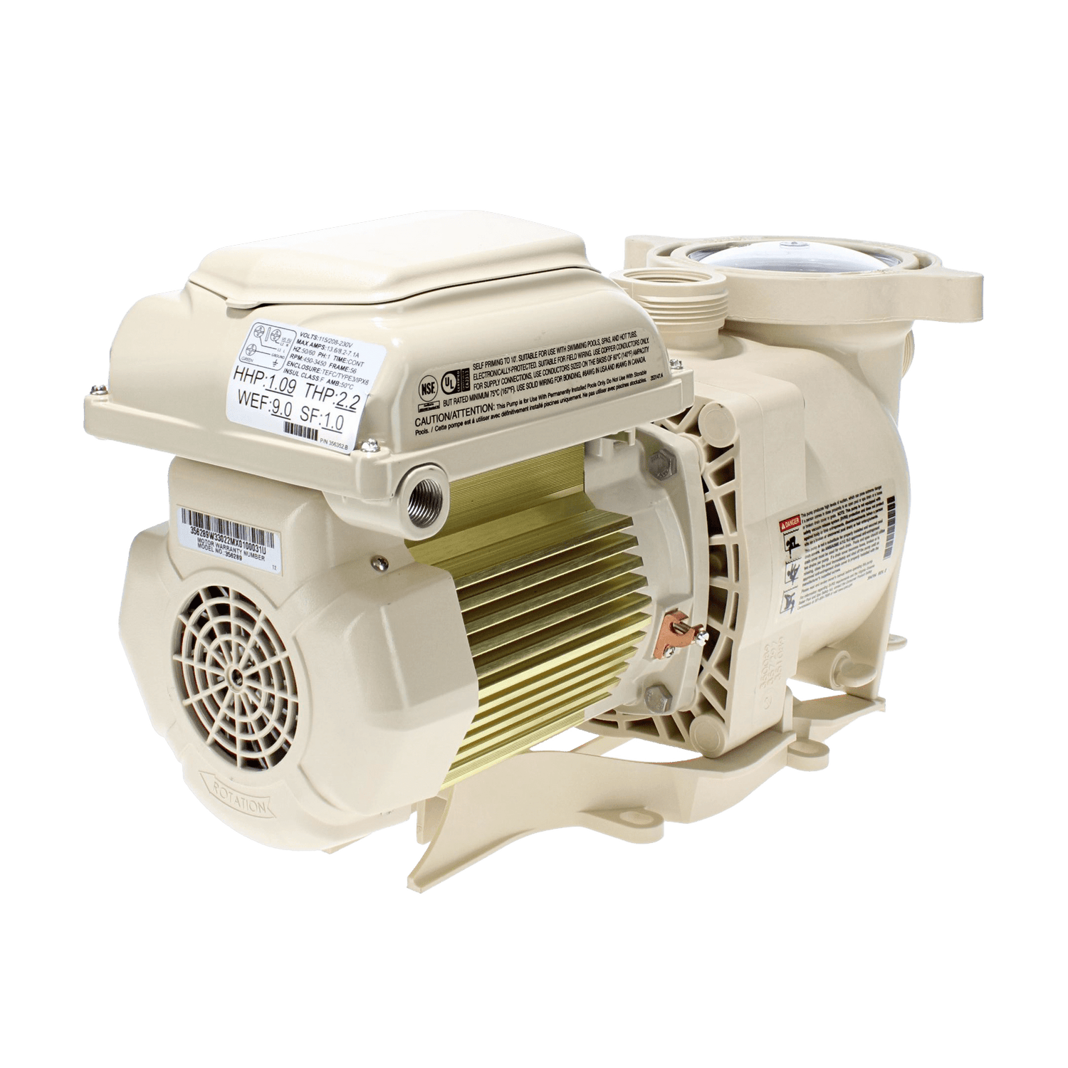 Pentair SuperFlo 1.5 HP Pump, Variable Speed, 115230V, Energy Efficient