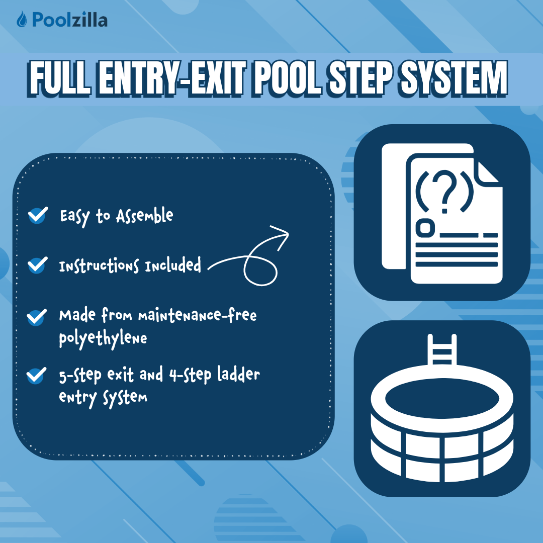 Poolzilla Step for 48’’ to 54’’ in. Above Ground Pools with Flip-up Outside Ladder