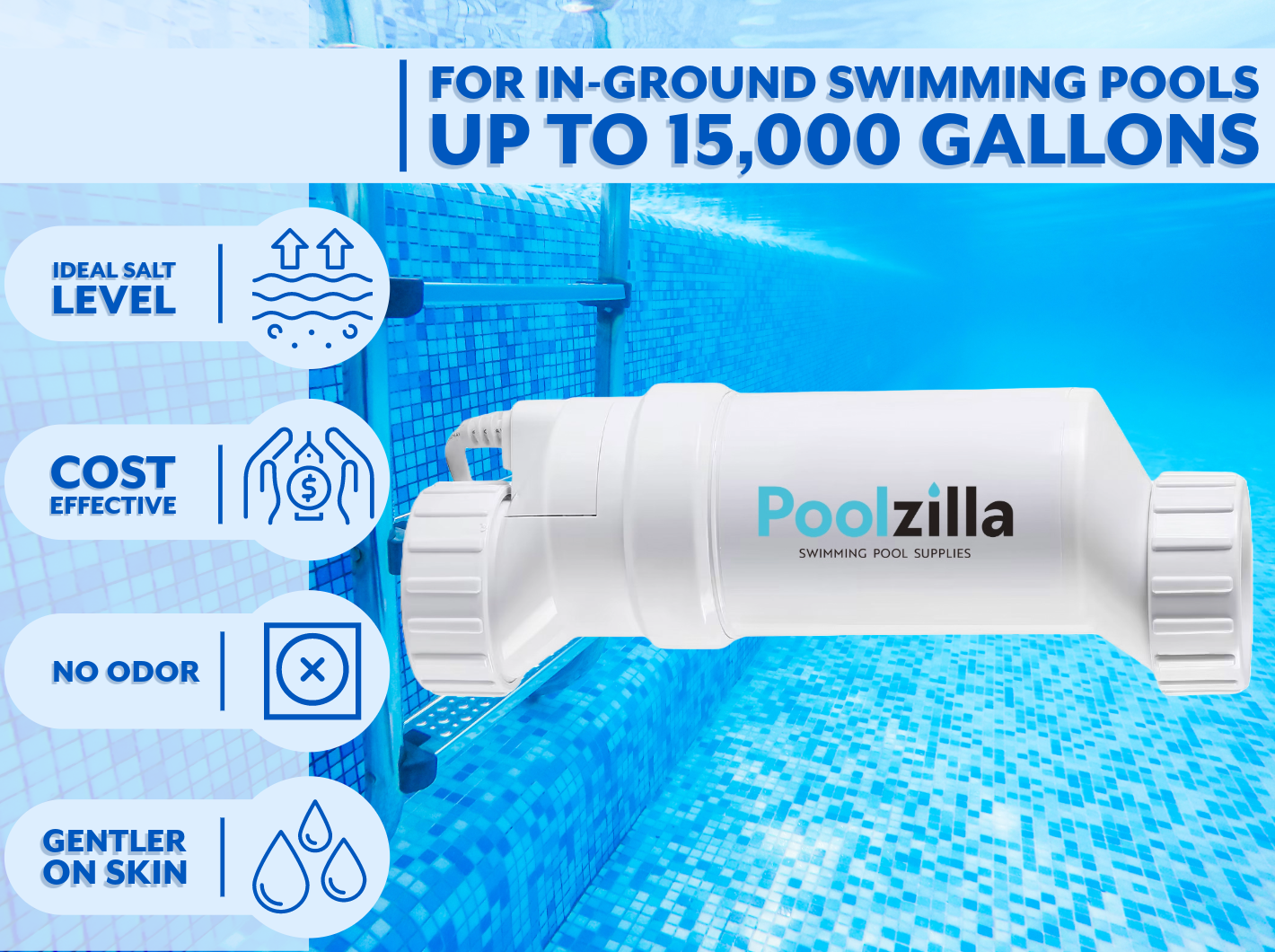 Poolzilla Salt Cell for up to 15,000 Gallons, Compatible with Hayward Aquarite Salt Cell System