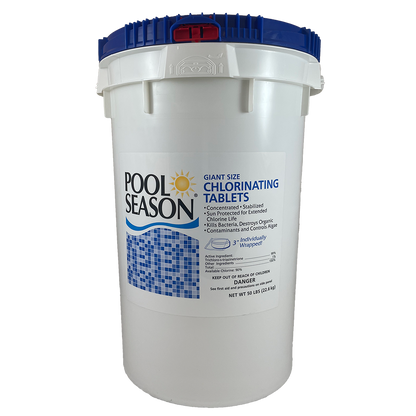 Pool Season 3" Giant Size Chlorinating Wrapped Tablets ( 8 / 25 / 50 LBS)