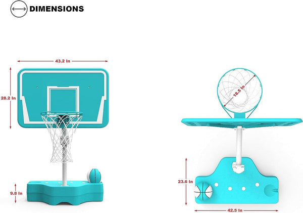 Poolzilla Ultimate Pool Basketball Hoop W/Ball, Heavy Duty Design Made to Last, Turqoise Color