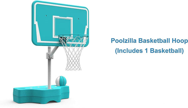 Poolzilla Ultimate Pool Basketball Hoop W/Ball, Heavy Duty Design Made to Last, Turqoise Color