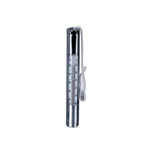 Poolzilla Stainless Steel Pool & Spa Thermometer with Tether String, Up to 120°F and 50°C
