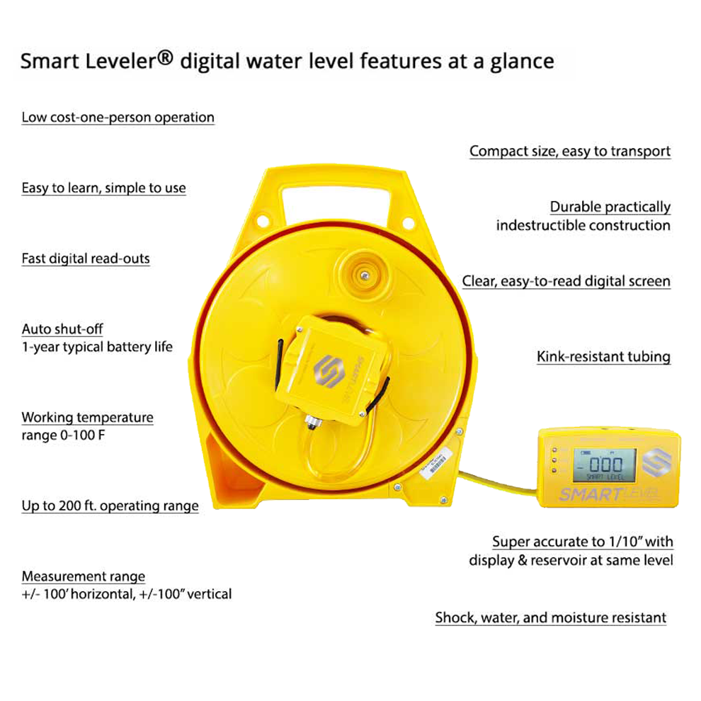 Smart Level | Standard Precision Construction Altimeter with Bluetooth, Carrying Case, Monopod, and App - 1/16" Accuracy