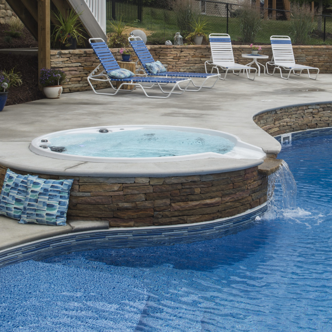 Cardinal 7' Round Luxury Spillover Inground Spa | 25 Jets