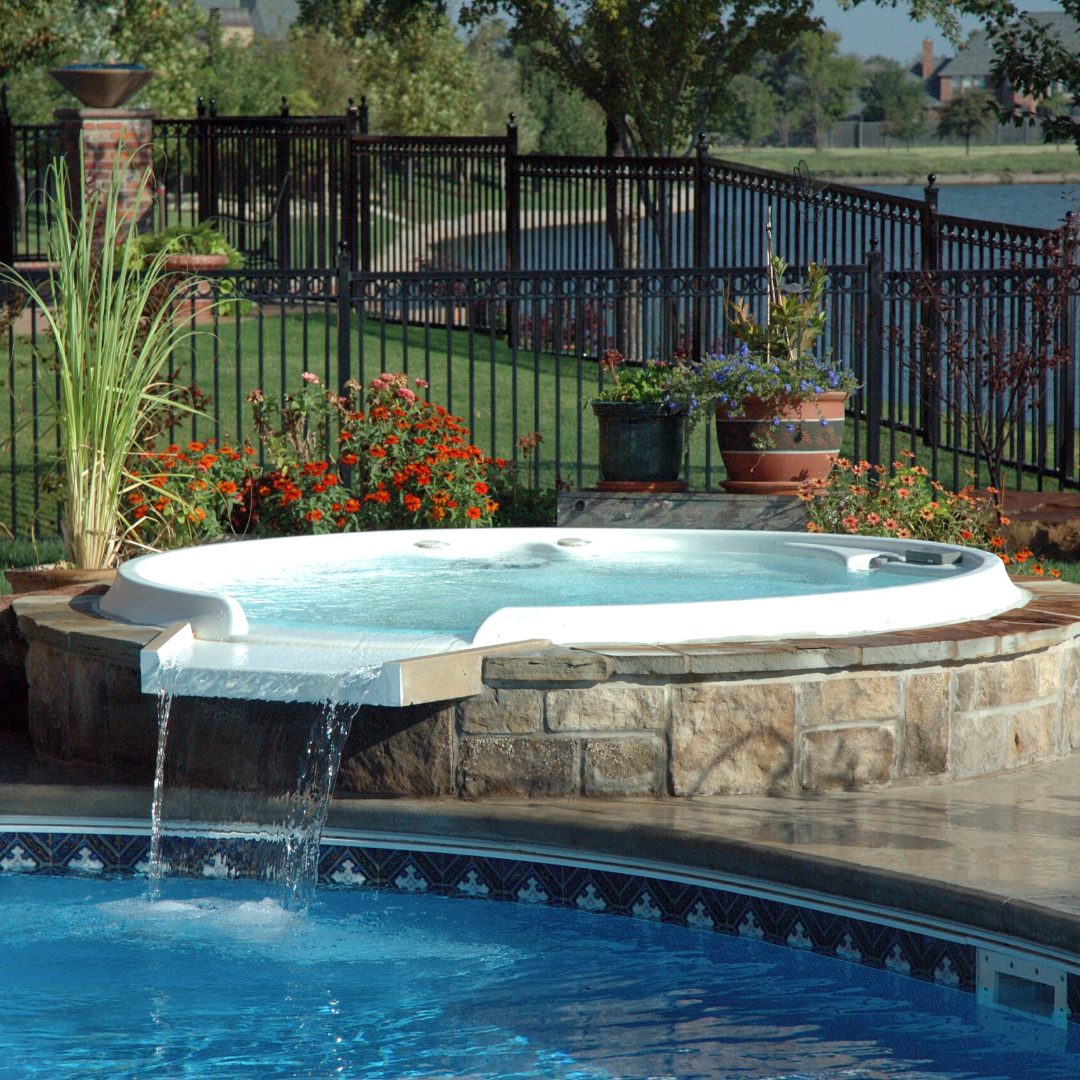 Cardinal 7' Round Luxury Spillover Inground Spa | 12 Jets