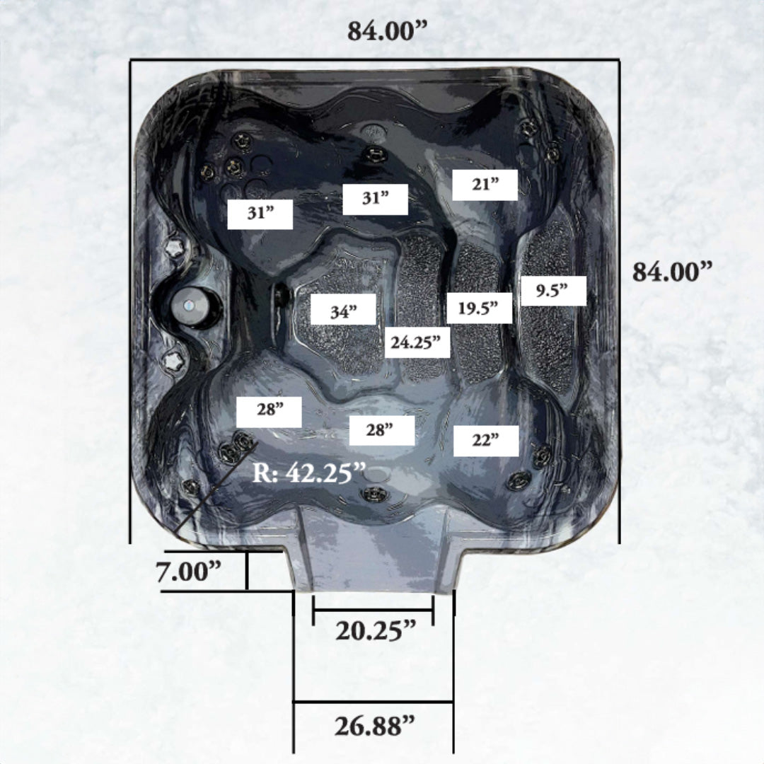 Cardinal 7' Square Luxury Spillover Inground Spa | 25 Jets