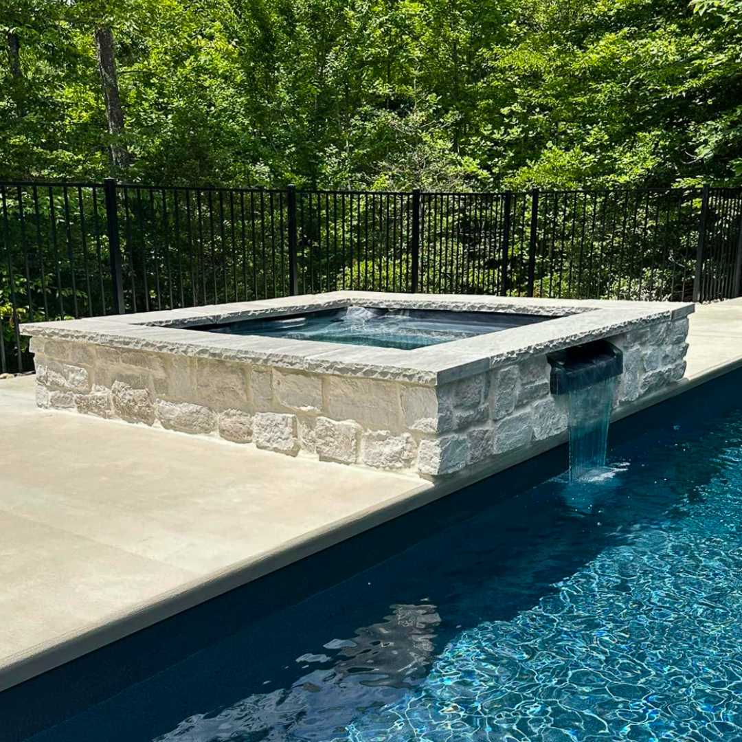Cardinal 7' Square Luxury Spillover Inground Spa | 12 Jets