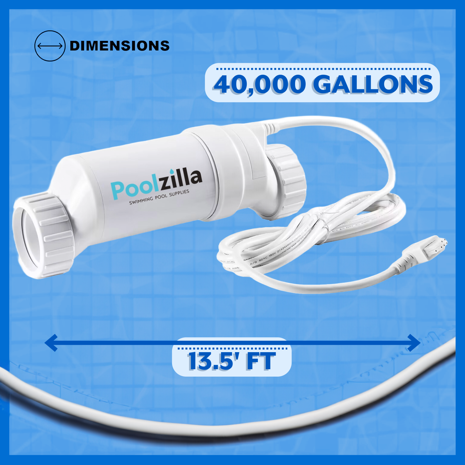 Poolzilla Salt Cell for up to 40,000 Gallons, Compatible with Hayward T15, Hayward Aquarite Salt Cell System