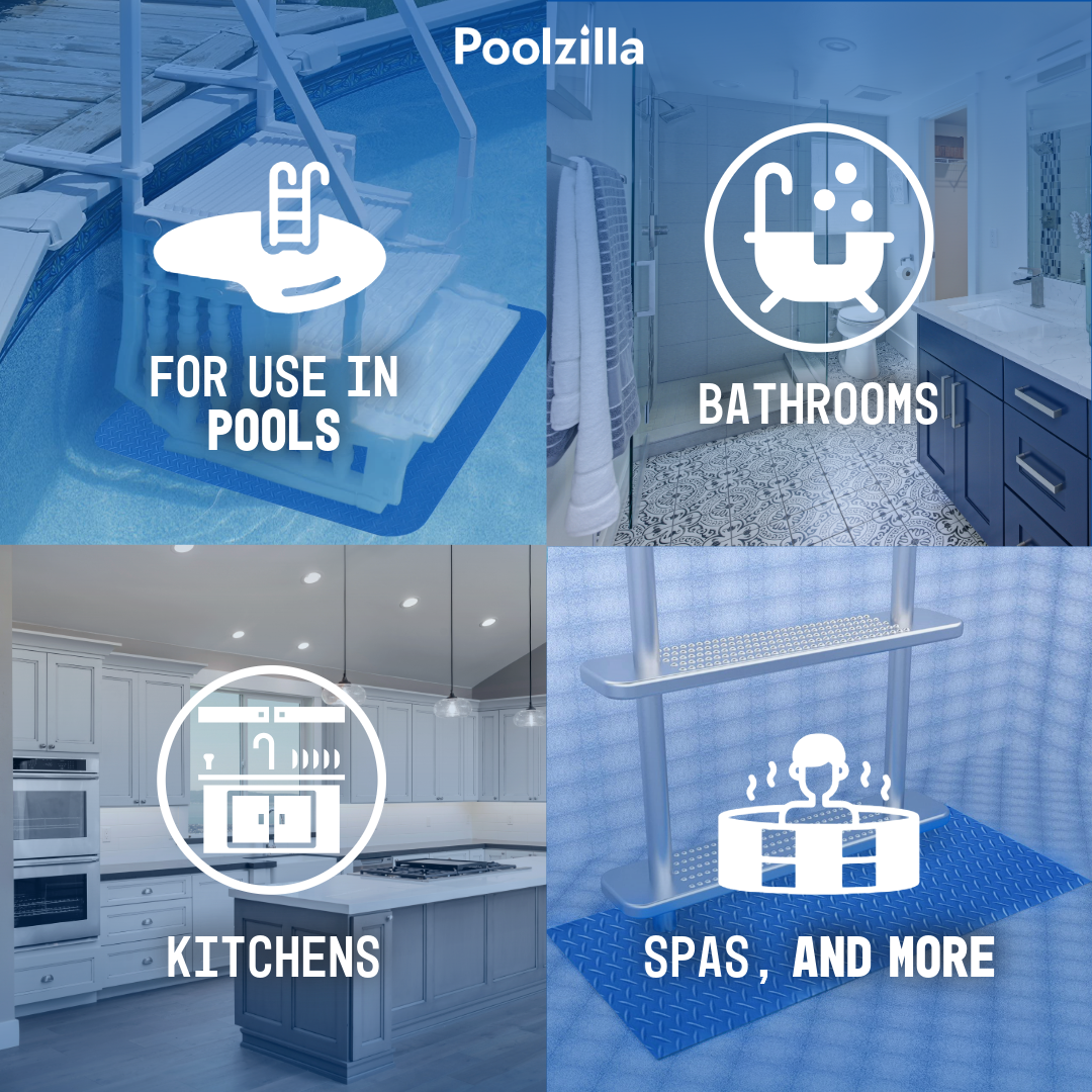 Poolzilla Swimming Pool Ladder Mat, Non-Slip Protective Pad for Liner